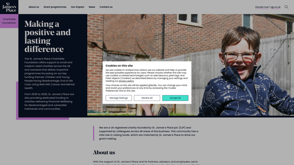 Screenshot of the St. James's Place Charitable Foundation website