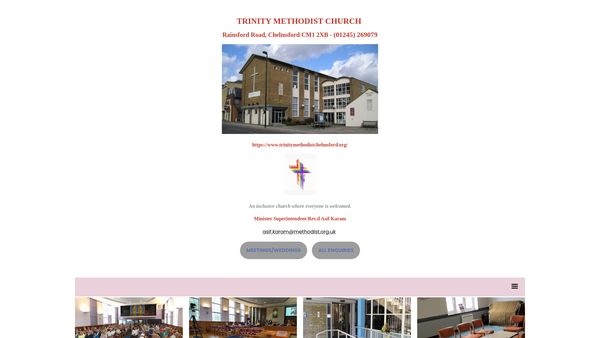 Screenshot of the Trinity Methodist Church Chelmsford website