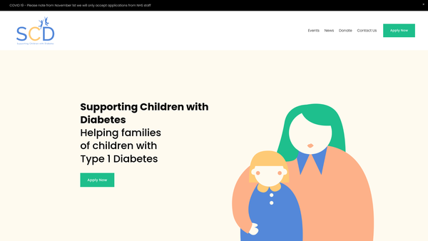 Screenshot of the Supporting Children With Diabetes website