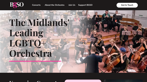 Screenshot of the Birmingham Gay Symphony Orchestra website