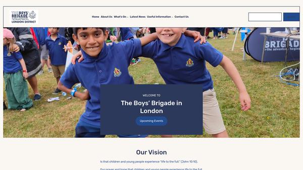 Screenshot of the The Boys' Brigade - London District website