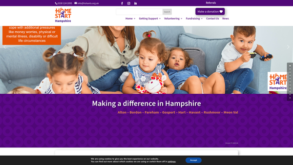 Screenshot of the Home-Start Hampshire website