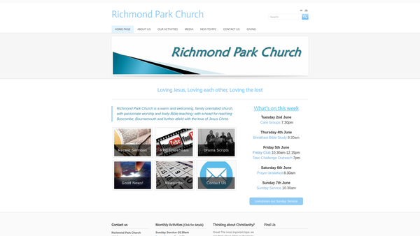 Screenshot of the Richmond Park Church website