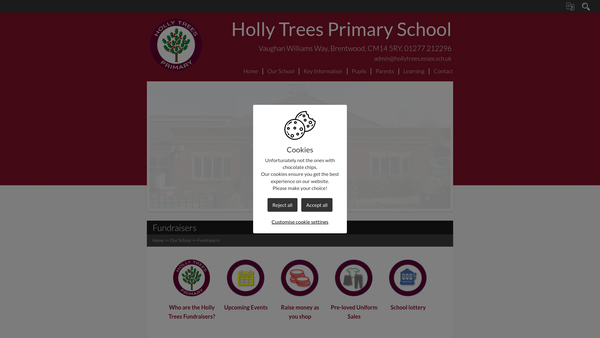 Screenshot of the Holly Trees Fundraisers website