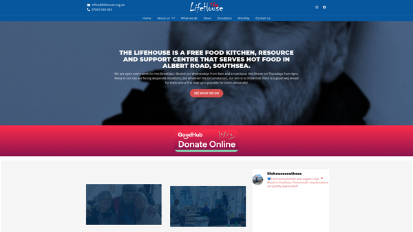 Screenshot of the The Lifehouse website