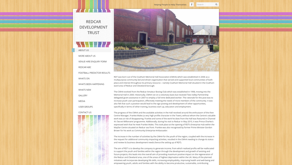 Screenshot of the Redcar Development Trust website