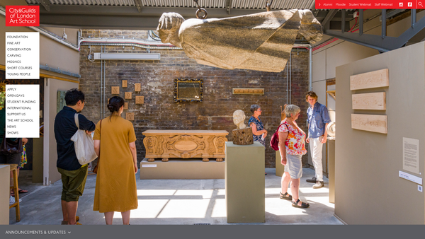 Screenshot of the City And Guilds Of London Art School Limited website