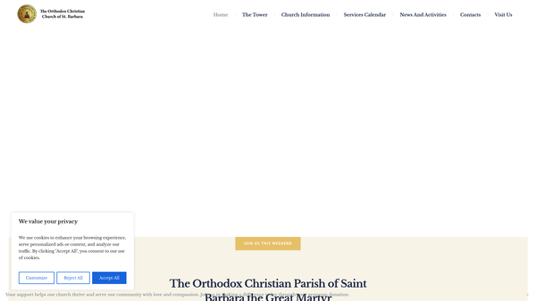 Screenshot of the The Greek Orthodox Community Of Saint Barbara The Great Martyr website