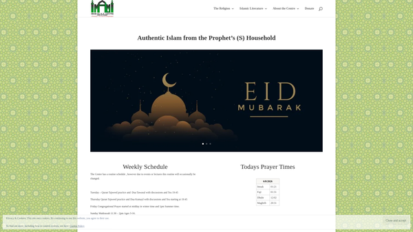 Screenshot of the Imam Ali A.s Centre High Wycombe website