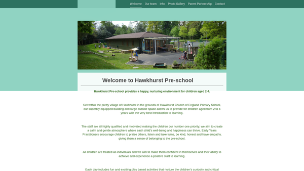 Screenshot of the Hawkhurst Pre-School website