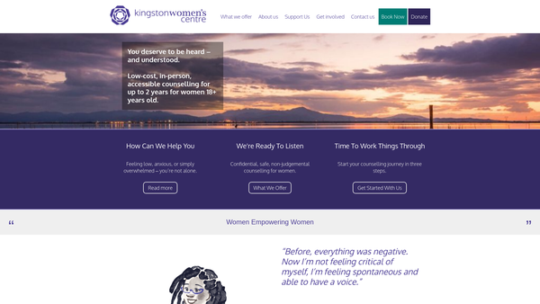 Screenshot of the Kingston Women's Centre website