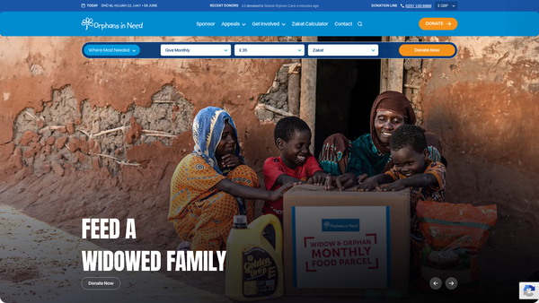Screenshot of the Orphans In Need website
