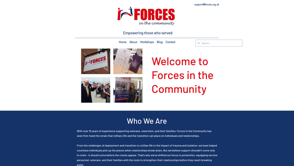 Screenshot of the Forces in the Community website
