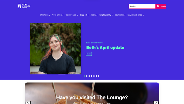 Screenshot of the Bucks Students' Union website