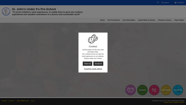 Screenshot of the St John's Under 5's Pre-School website