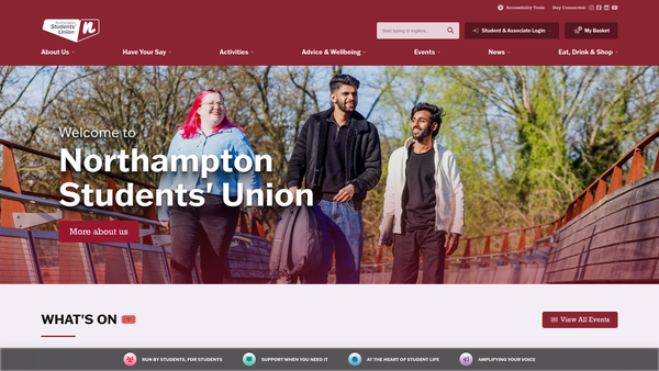 Screenshot of the The University Of Northampton Students' Union website