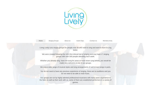 Screenshot of the Living Lively website