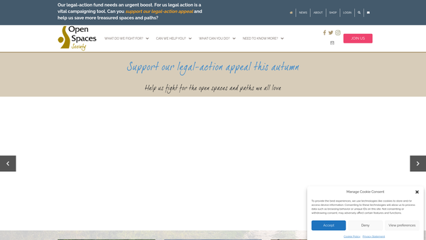 Screenshot of the The Open Spaces Society website