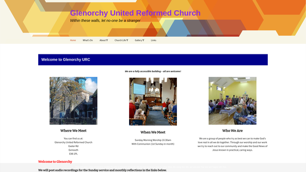 Screenshot of the Glenorchy Urc Exmouth website