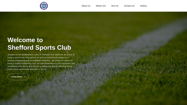 Screenshot of the Shefford Sports & Community Association Limited website
