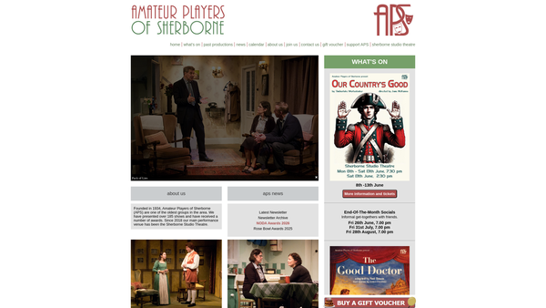 Screenshot of the Amateur Players Of Sherborne website