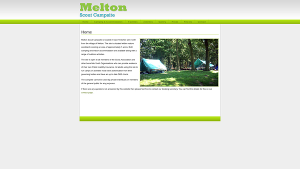 Screenshot of the The Melton Scout Campsite Trust website