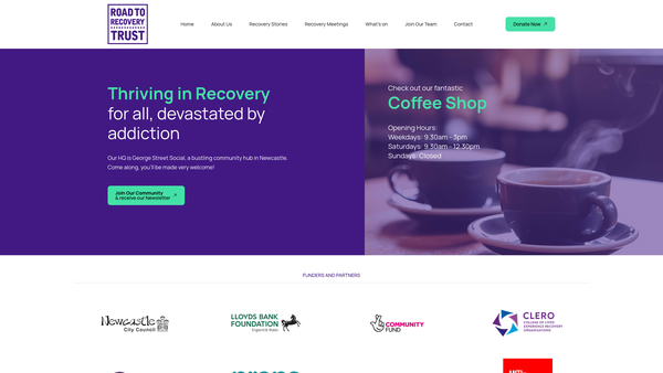 Screenshot of the The Road To Recovery Trust website