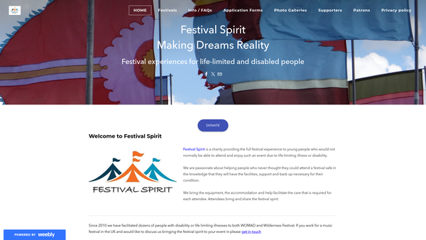 Screenshot of the Festival Spirit website