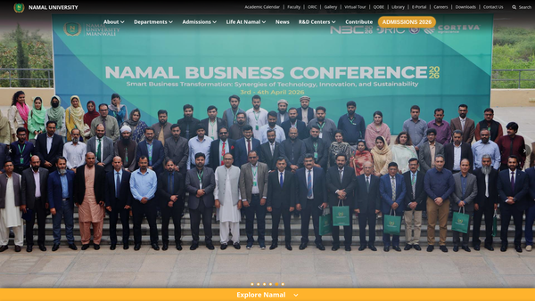 Screenshot of the Namal College website