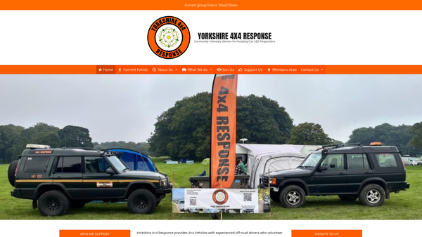 Screenshot of the Yorkshire 4x4 Response website