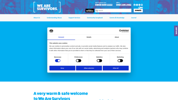 Screenshot of the We Are Survivors website