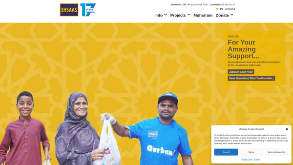Screenshot of the Ehsaas Trust website
