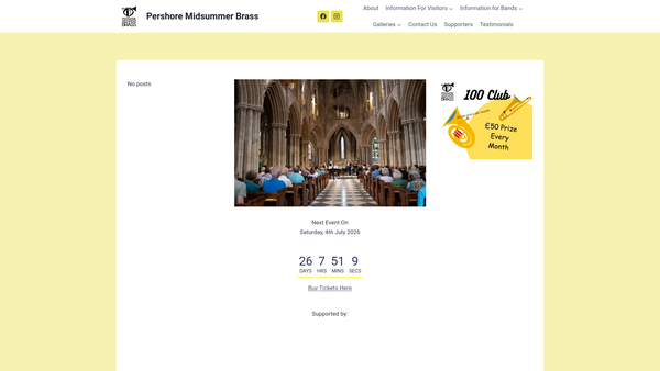 Screenshot of the Pershore Midsummer Brass website