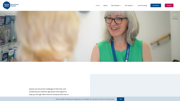 Screenshot of the Winchester District Citizens Advice Bureau website