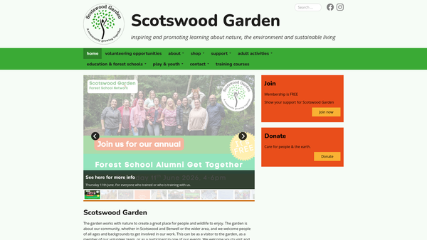 Screenshot of the Scotswood Natural Community Garden Limited website