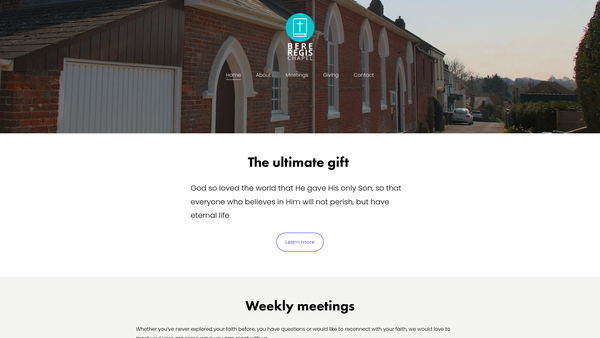 Screenshot of the Bere Regis Congregational Church website