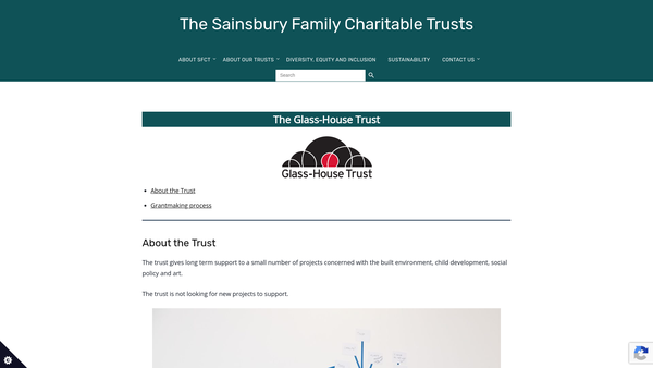 Screenshot of the The Glass-House Trust website