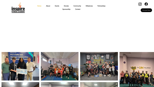 Screenshot of the Inspire Fitness Academy website