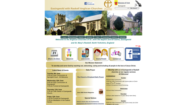 Screenshot of the Easingwold & Raskelf Parochial Church Council website