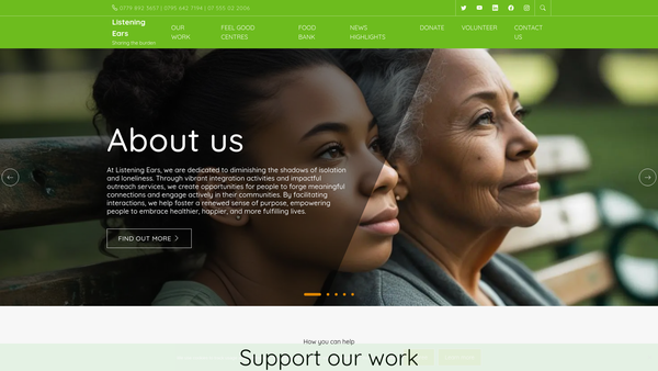Screenshot of the Listening Ears website