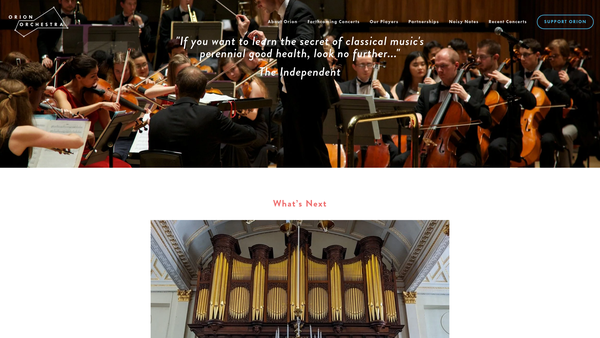 Screenshot of the Orion Symphony Orchestra website