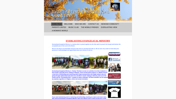 Screenshot of the Everlasting Evangelical Ministry website