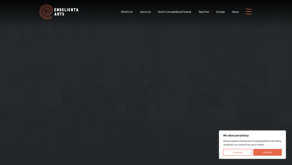 Screenshot of the Endelienta Arts website