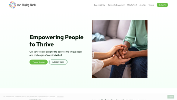 Screenshot of the Your Helping Hands website