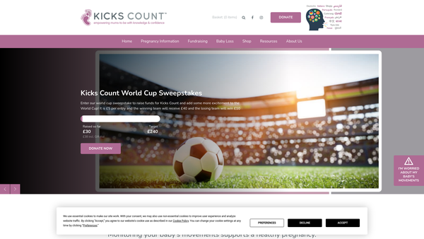 Screenshot of the Kicks Count website