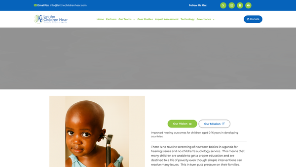 Screenshot of the Let the Children Hear website