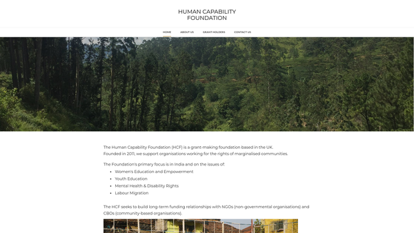 Screenshot of the Human Capability Foundation website