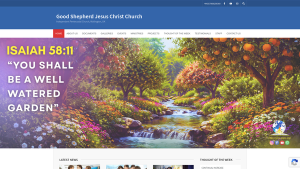 Screenshot of the Good Shepherd Jesus Christ Church website