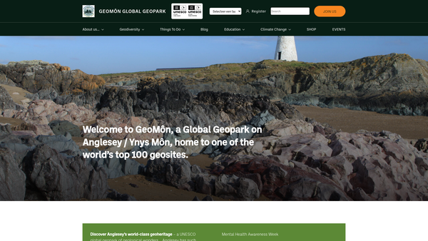 Screenshot of the Geomon-Anglesey Geopark website