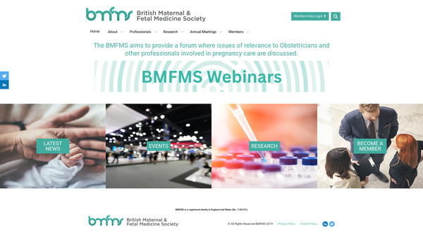 Screenshot of the British Maternal And Fetal Medicine Society website